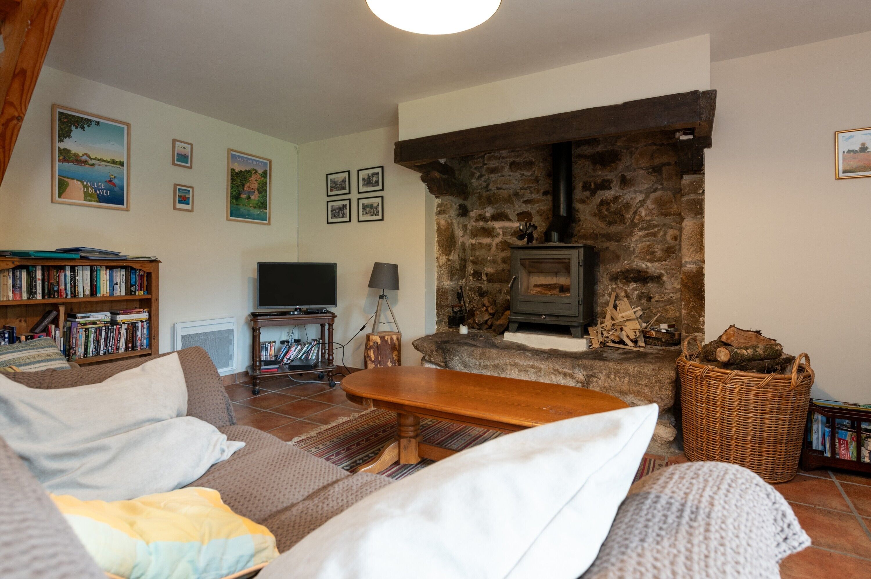 TV, fireplace, DVD player