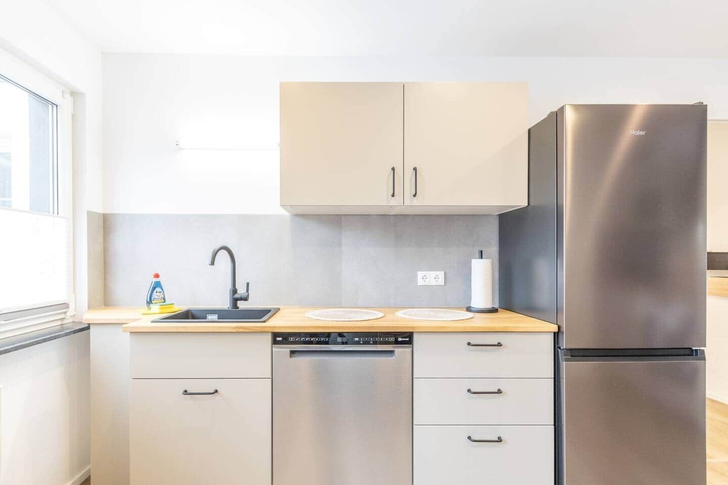 Kühlschrank, Mikrowelle, Herdplatte, Geschirrspüler