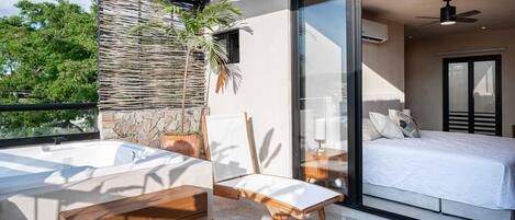 1 bedroom, desk, iron/ironing board, travel crib