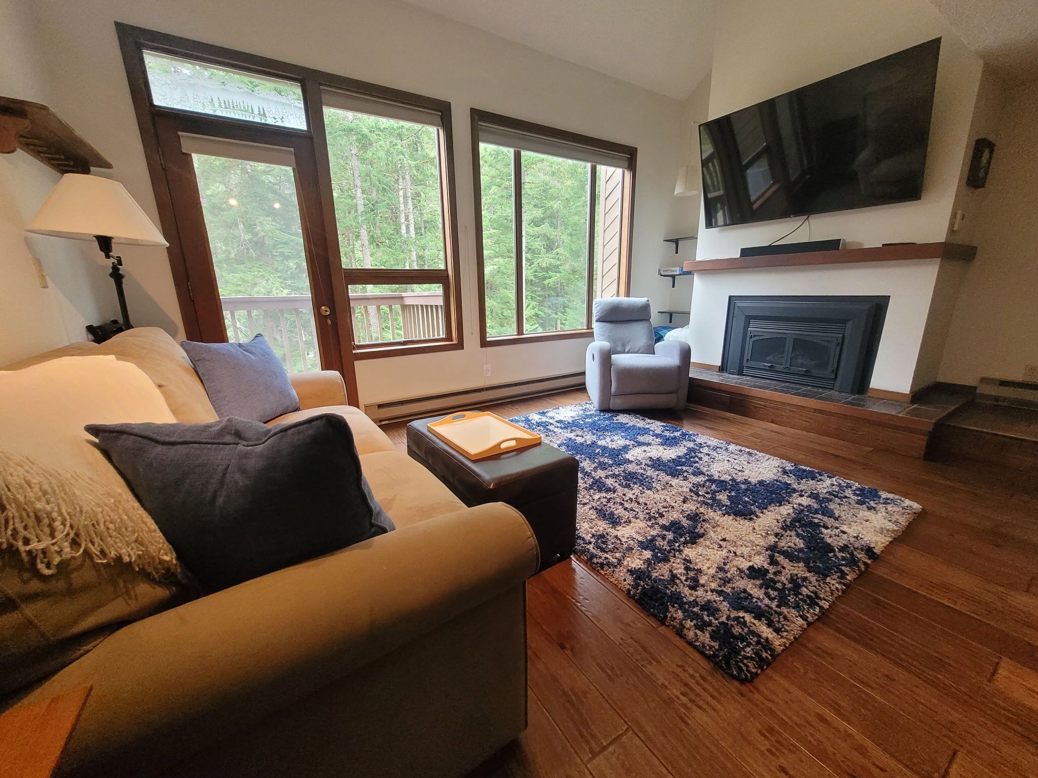 Smart TV, fireplace, DVD player, ping pong