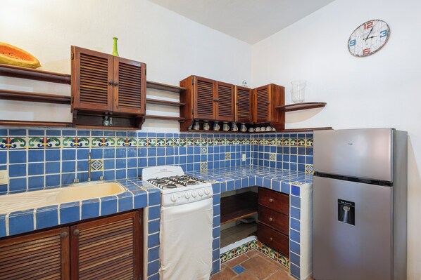 Family Penthouse, Kitchen, Pool View | Private kitchen | Full-size fridge, microwave