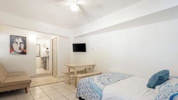 Traditional Quadruple Room, 1 Queen Bed with Sofa bed, Kitchenette, Pool View | In-room safe, individually decorated, individually furnished