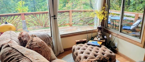 Smart-TV, Kamin, Bücher, Musikbibliothek