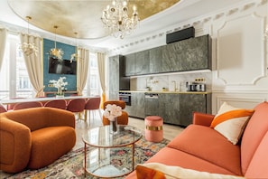 Apartment, City View | Living area | 43-inch Smart TV with cable channels, Netflix, streaming services