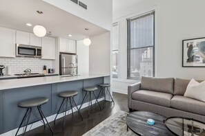 Interior - Pet-Friendly Downtown | Kitchen & Laundry | Walk to Point State Park (Pittsburgh)