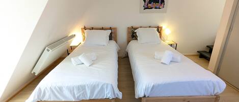 2 slaapkamers, een strijkplank/strijkijzer, wifi, beddengoed