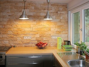 Fridge, oven, stovetop, dishwasher - Holiday Home 'Froschkönig' with Shared Terrace, Shared Garden and Wi-Fi (Oberharmersbach)