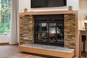 TV, fireplace