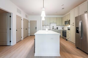Fridge, dining tables