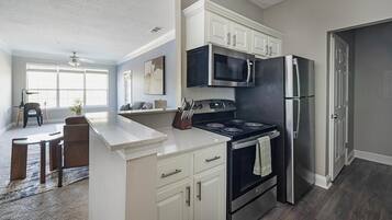 Fridge, dining tables