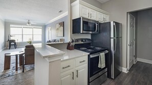 Fridge, dining tables