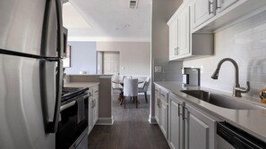 Fridge, dining tables