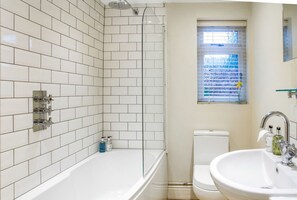 Hair dryer, towels, toilet paper