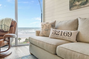 Condo, Multiple Beds, Balcony, Ocean View (Golden Arms 602) | Living area - Golden Arms 602 (New Smyrna Beach)