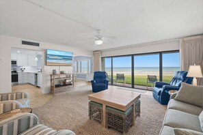 Condo, Multiple Beds, Patio, Ocean View (Errol By The Sea 126) | Living area - Errol By The Sea 126 (New Smyrna Beach)