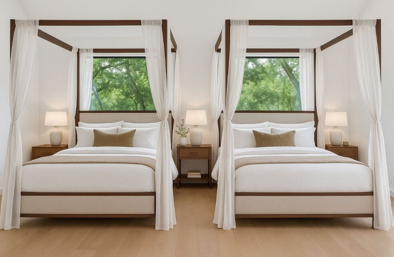 4 habitaciones, escritorio y tabla de planchar con plancha 