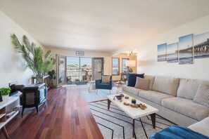 TV, fireplace - Steps to Beach: Fire Pit, Surfing & Dunes Access. Perfect for two couples! (Oceano)