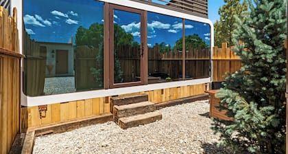 LUXX Space Cabin Tiny House with rooftop deck, private fenced patio.