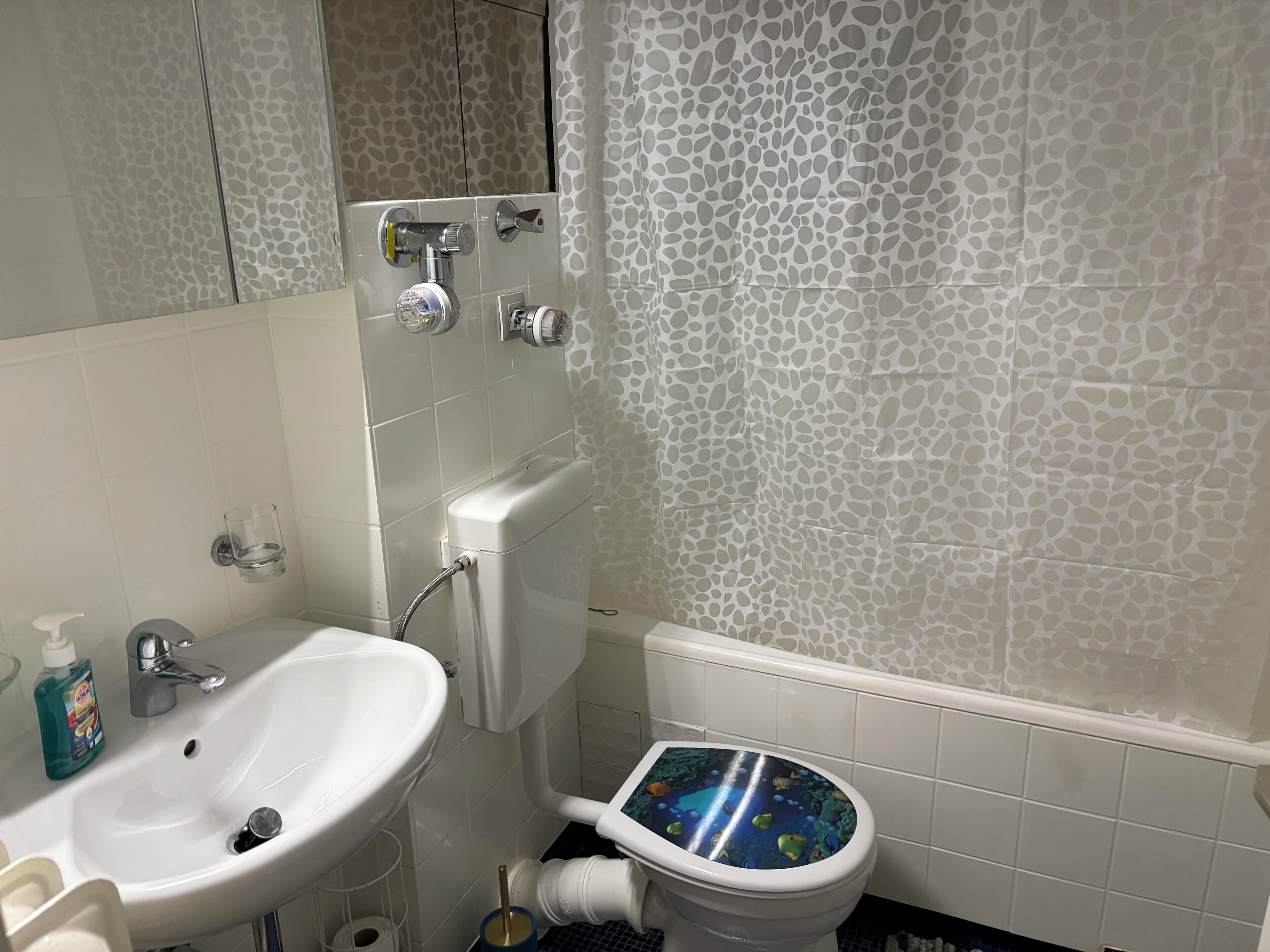 Haartrockner, Handtücher, Seife, Toilettenpapier