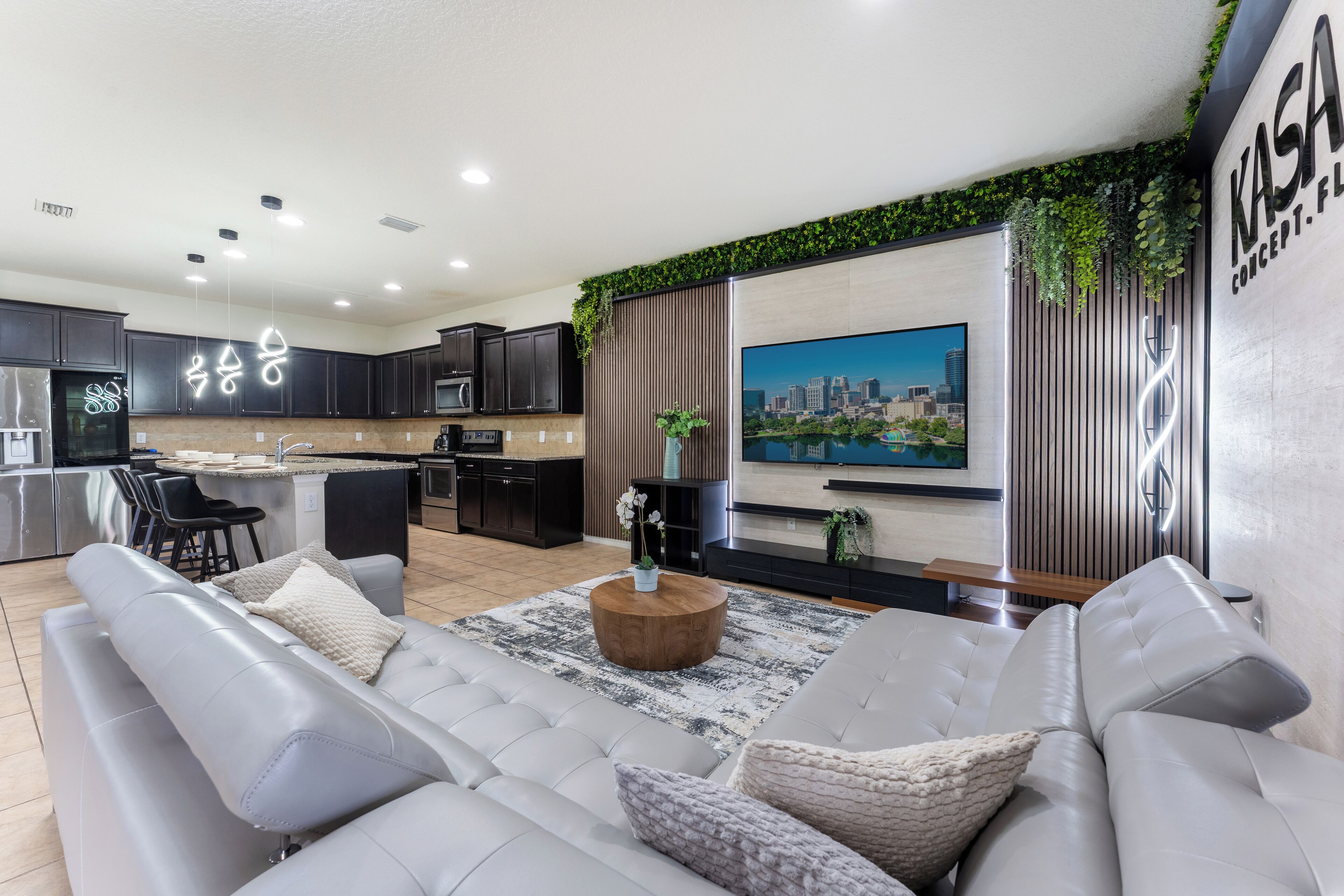 Smart TV, foosball, stereo