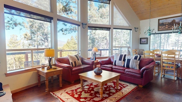 Smart TV, fireplace, DVD player