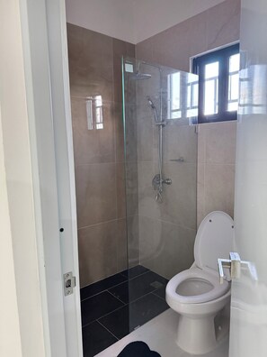 Comfort Apartment, Courtyard View | Bathroom | Shower, towels, soap, toilet paper - Nashaly Suite (Samana)