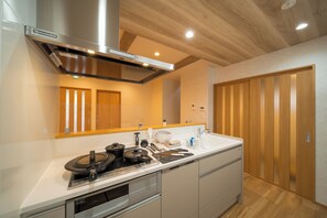 Comfort House, 4 Bedrooms, Non Smoking | Private kitchen | Full-sized fridge, microwave, oven, stovetop - Yukemurinoyado Komachisou (Beppu)