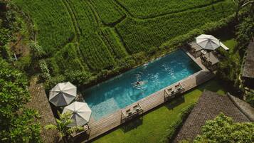 Outdoor pool, open 5:00 AM to 6:00 PM, pool umbrellas, pool loungers