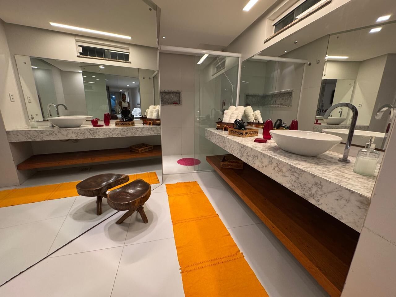 Hair dryer, soap, toilet paper