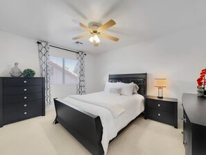 4 bedrooms, iron/ironing board, WiFi, bed sheets