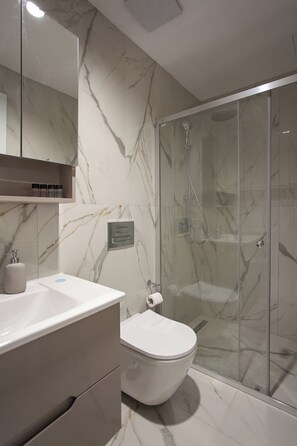 Regadera, amenidades de baño gratuitas, secadora de cabello, pantuflas 