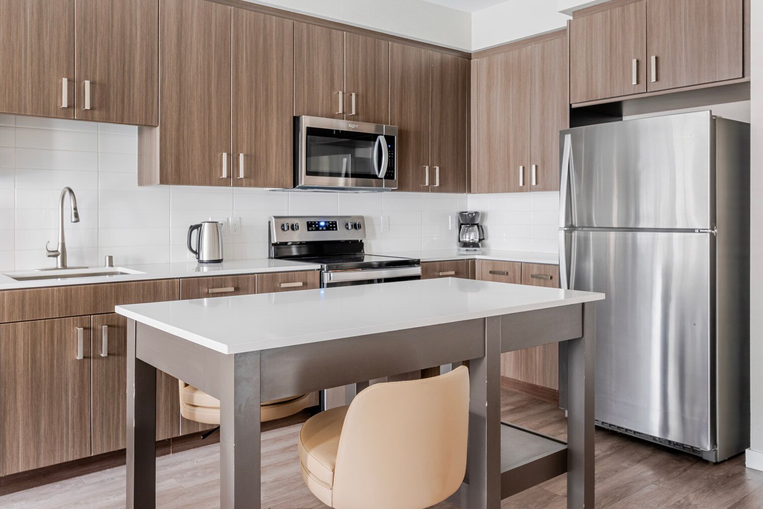 Fridge, microwave, oven, dishwasher