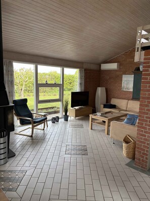 Flat-screen TV, fireplace, DVD player