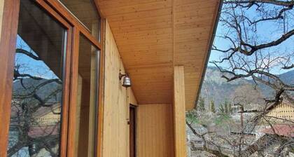 Eco cottage with retro architecture and natural wood interior in Borjomi