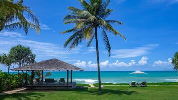 On the beach, white sand