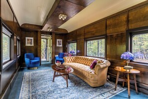 Fireplace - Authentic 1940s Pullman Train Car Nestled in Bucolic Catskill Woods (Acra)