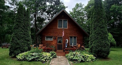 Charming Creekside Log Cabin with Wood Burning Stove Overlooking the Neshannock Creek, Western PA