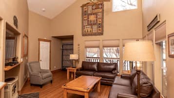 Télévision, cheminée, lecteur de DVD