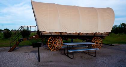 Lovely Conestoga-Style Covered Wagon for Glorious Glamping on Farm in Oklahoma