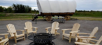 Rustic Conestoga Glamping Covered Wagon for Amazing Getaways to Oklahoma Farm