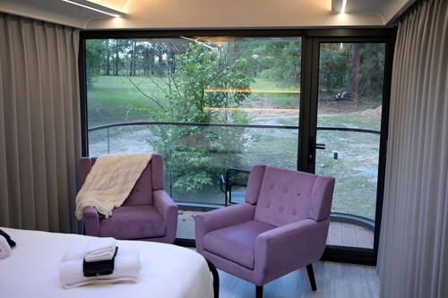 Futuristic Pod Glamping Retreat with Pond Views in South Carolina