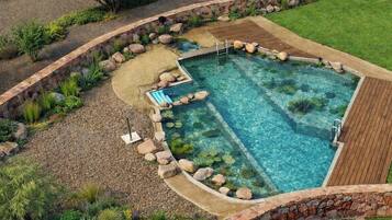 Outdoor pool, open 9:00 AM to 10:00 PM, pool umbrellas, sun loungers