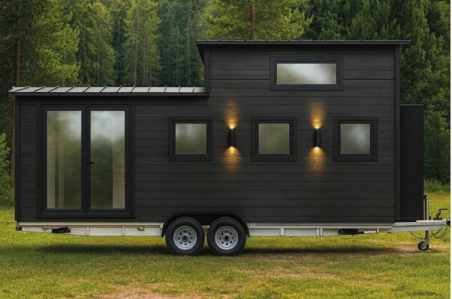 Minikylskåp, mikrovågsugn, spishäll och grytor/köksredskap