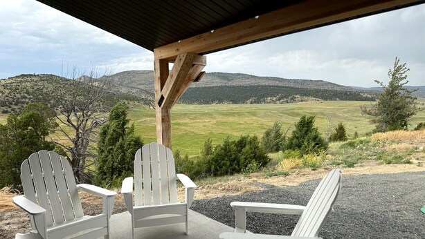 Terrace/patio - Charming Cabin with Panoramic Mountain Views near Pony in the Tobacco Root Foothills, Montana (Pony)