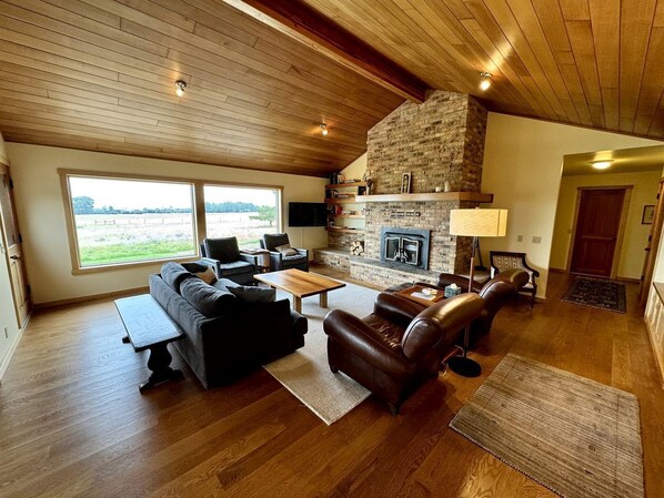 TV, fireplace