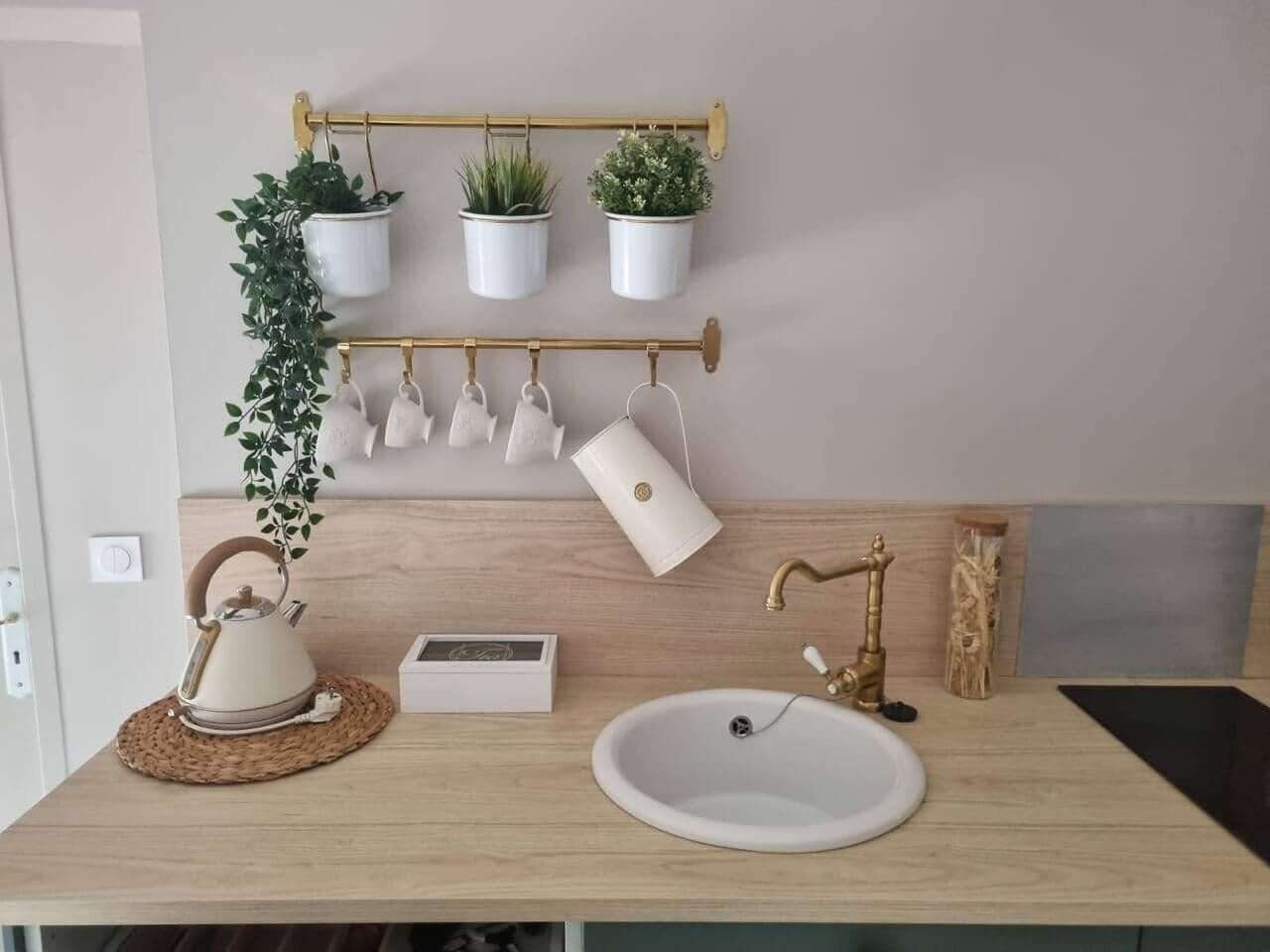 Fridge, microwave, cookware/dishes/utensils