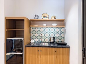 Leilighet – standard | Eget kjøkken | Minikjøleskap, mikrobølgeovn, kokeplater og kjøkkenutstyr