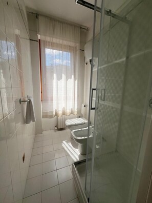 Regadera, secadora de cabello, bidet, toallas 