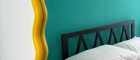 Desk, blackout curtains, soundproofing, iron/ironing board