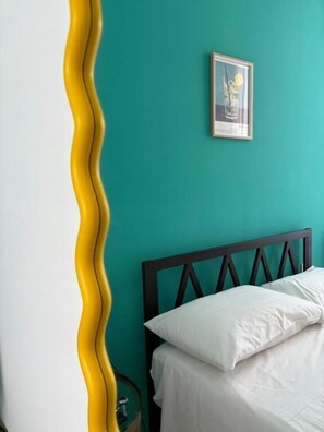 Desk, blackout drapes, soundproofing, iron/ironing board